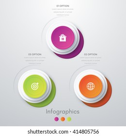 Vector illustration infographics three options. Template for brochure, business, web design