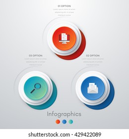 Vector illustration infographics three options. Template for brochure, business, web design