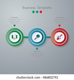 Vector illustration infographics three options. Template for brochure, business, web design