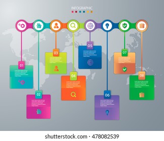 Vector illustration infographics timeline seven options