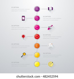 Vector illustration infographics timeline seven options. Stock vector