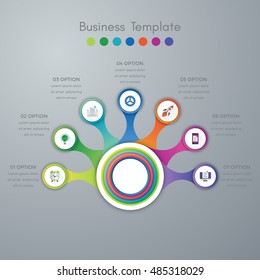 Vector illustration infographics timeline seven options. Stock vector