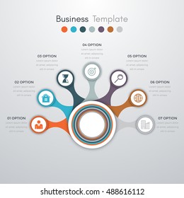 Vector illustration infographics timeline seven options. Stock vector