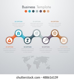 Vector illustration infographics timeline seven options. Stock vector