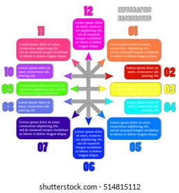 Vector illustration infographics twelve options. Template for brochure, business, web design.