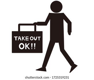 Vector illustration to inform you that you can take home . Take out