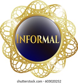 Vector illustration of Informal shiny emblem Blue Golden Color
