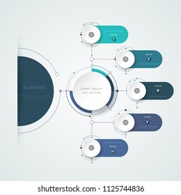 Vector illustration information with circle label background. Use for data presentation, brochure, banner template, graph or chart, step diagram. Infographic layout and symbol business concept.