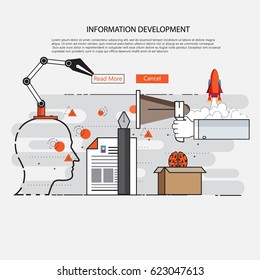 Vector illustration of information development for all flat line design concept