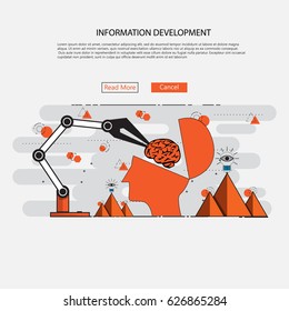 Vector illustration of information development for all flat line design concept