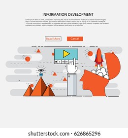 Vector illustration of information development for all flat line design concept