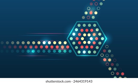 Vector illustration, information flow on a dark background. Visualization of sorting a large amount of data. Process of information analysis.