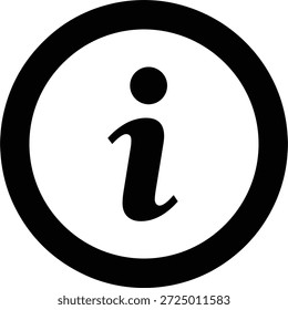Ilustração vetorial do ícone de informações com letra minúscula, contorno circular, símbolo de ajuda, marcador de orientação e elemento de design da interface do usuário