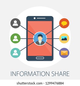 Vector Illustration Of Information Sharing & People Network Concept With 