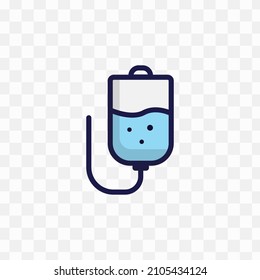 Vector illustration of infusion bag in blue colors and transparent background(png).