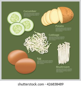 Vector Illustration Ingredient Food, Raw Food, Material Food