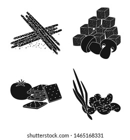 Vector illustration of ingredient and organic symbol. Collection of ingredient and product stock symbol for web.