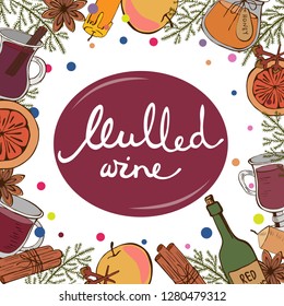 A vector illustration of the ingredients for mulled wine