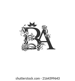 Vector Illustration of Initial B and A letter, luxury beauty flourish ornament monogram logo