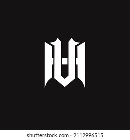 Vector illustration of initial HU UH logo concept design