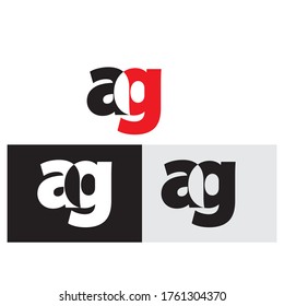 vector illustration Initial Letter ag Linked Circle Lowercase Logo Black red on flat style.