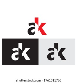 Vektorgrafik Initial Letter ak Linked Circle Lowercase Logo Schwarz auf flachem Stil.