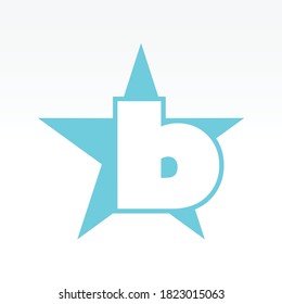 Vector illustration Initial Letter B with star abstract technology logo. Typography digital space concept.