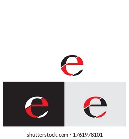 vector illustration Initial Letter e Linked Circle Lowercase Logo Black red on flat style,  isolated on white black grey background, Modern abstract design for business and consulting company.