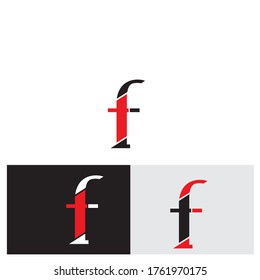 vector illustration Initial Letter f Linked Circle Lowercase Logo Black red on flat style,  isolated on white black grey background, Modern abstract design for business and consulting company.