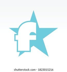Ilustración vectorial Letra inicial F con logotipo de tecnología abstracta estrella. Concepto de espacio digital de tipografía.