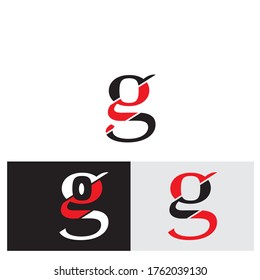 vector illustration Initial Letter g Linked Circle Lowercase Logo Black red on flat style,  isolated on white black grey background, Modern abstract design for business and consulting company.