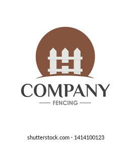 vector illustration of initial letter H with white fence in circle shape
