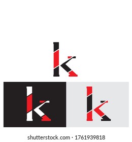 vector illustration Initial Letter k Linked Circle Lowercase Logo Black red on flat style,  isolated on white black grey background, Modern abstract design for business and consulting company.