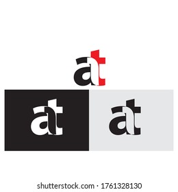 vector illustration Initial Letter AT Linked Circle Lowercase Logo Black red on flat style.