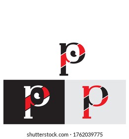 vector illustration Initial Letter p Linked Circle Lowercase Logo Black red on flat style,  isolated on white black grey background, Modern abstract design for business and consulting company.