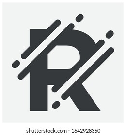Vector illustration Initial Letter R abstract technology logo. Typography digital space concept.