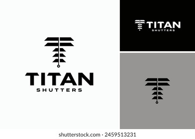 Vector illustration of Initial Letter T with Shutter Window Blinds modern logo design