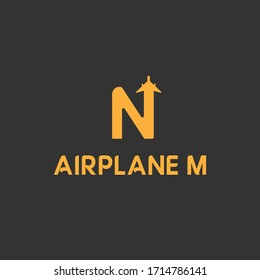 vector illustration initial n travel logo design orange color