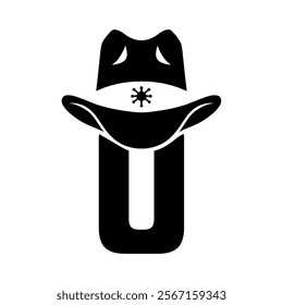 Vector illustration initial O with hat cowboy, Design element for logo, emblem, t shirt.