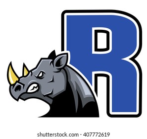 Vector illustration of initial rhinoceros