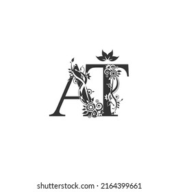Vector Illustration of Initial A and T letter, luxury beauty flourish ornament monogram logo