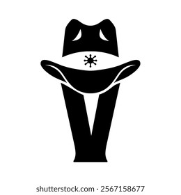 Vector illustration initial V with hat cowboy, Design element for logo, emblem, t shirt.