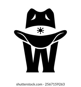 Vector illustration initial W with hat cowboy, Design element for logo, emblem, t shirt.