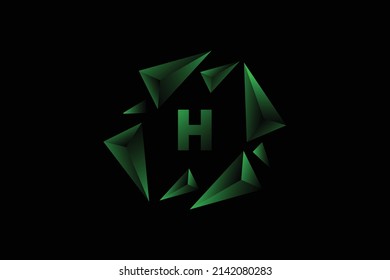 vector illustration initials letter  H logo with gradient frame
