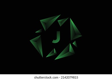 vector illustration initials letter J logo with gradient frame