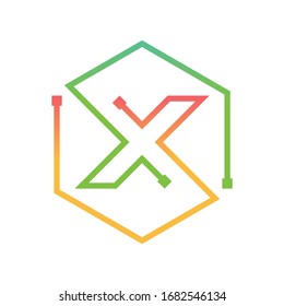 Vector illustration of the initials letter X using the concept of connection with neon colors and modern look