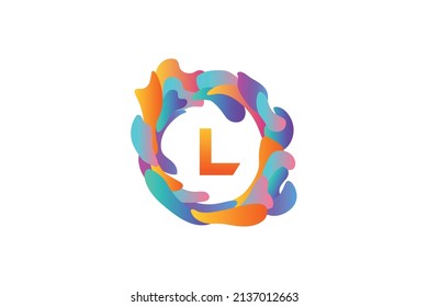 vector illustration of initials logo letter L with circular fluid frame and gradient color