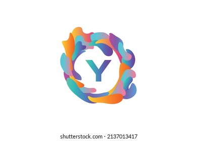 vector illustration of initials logo letter Y with circular fluid frame and gradient color