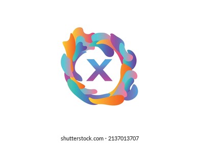 vector illustration of initials logo letter X with circular fluid frame and gradient color