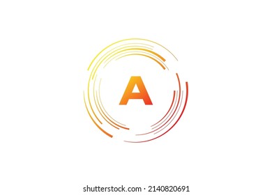 ilustración vectorial de las iniciales letra del logotipo A con marco de líneas redondeadas